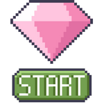 Pixelated gem and start button