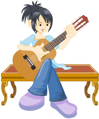 Student playing the guitar